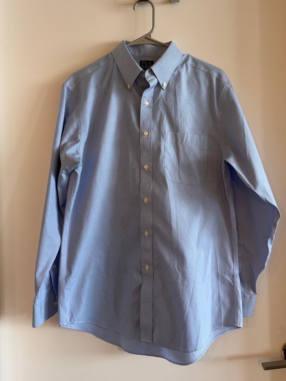 Men’s Dress Shirt with Small Blue Gingham